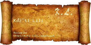 Kóti Lili névjegykártya