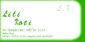 lili koti business card